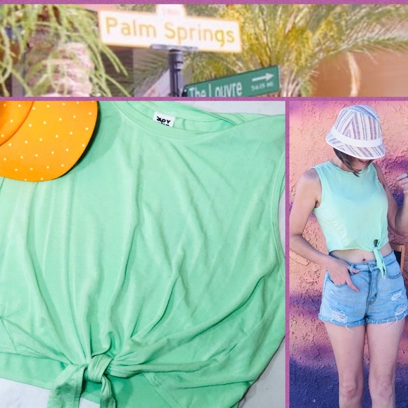 Joy Lab Mint Green Twist-Front Athletic Muscle Tee - Picture 16 of 16